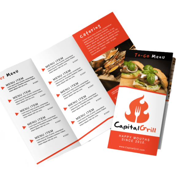 To go menus design and printing